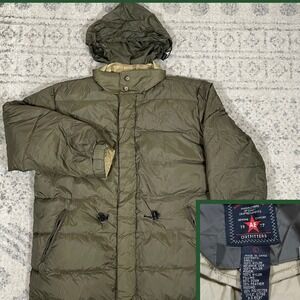 American Eagle Outfitters Reversible Down Puffer Jacket Hideaway Hood Mens L Y2K